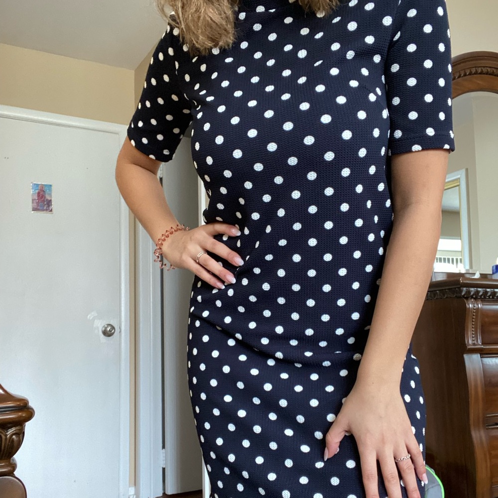 H&M Polka Dot Navy Blue and White Dress